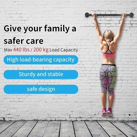 Kick Up Your Safety Game With This Heavy Duty Wall Handrail 3 Feet Long  woman demonstrating use of wall handrail with load capacity.