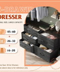 Roomy Five Drawer Fabric Dresser for Bedroom and Living Room Storage with Drawer Organizers, charcoal black, filled drawers