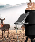 Beefy 12V Solar Panel For Deer Feeder Waterproof Battery Charger With Mounting Bracket in outdoor wildlife setting
