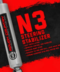 Image of the N3 Steering Stabilizer, featuring the text highlighting benefits like easy installation and improved handling.