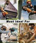 Workers using Silver And Black Upgrade M Plus Dust Mask Reusable Respirator With 6 Activated Carbon Filters for woodworking and construction