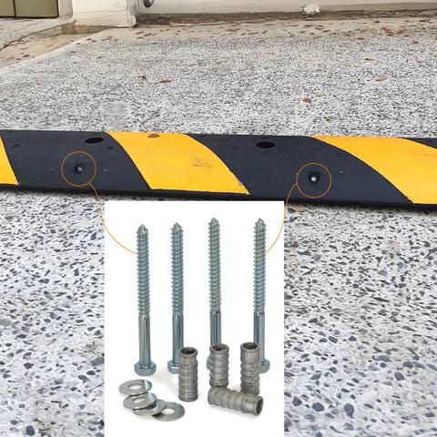 Beefy Heavy Duty Concrete Anchors Hardware Kit with bolts and washers for securing speed bumps to concrete surface