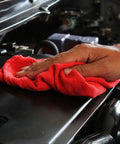Premium Cotton Shop Towels 14x12 Inches 90-Count Reusable Cleaning Rags For Auto, Garage, Home And Industry Absorbent Grease Oil Spill Cleanup With Premium Recycled Fibers Red