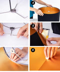 Assembly Required Fabric Drum Lampshade 13 By 13 By 10 Inches For Table Bedside And Floor Lamps With Spider Fitter Black Gold Finish shown in assembly steps.