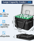 Epically Spacious Collapsible Soft Cooler Bag, 60 Can Leakproof Insulated Tote, collapsible design with cans inside, 13.75 x 10.75 x 16.5 inches.