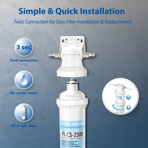 Under Sink Water Filtration System With USA Made Filter High Capacity Removes Lead Chlorine Heavy Metals Taste Odor And Chemicals