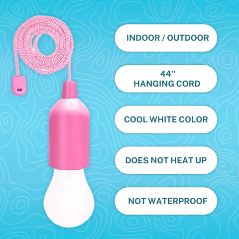4 Hanging LED Lights For Kids Safe Treehouse And Playhouse Use Indoor And Outdoor Battery Powered Lamps With Easy Pull Chain