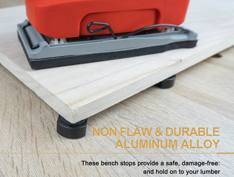 6 Pack Bench Dogs With Non Slip Pads For Three Quarter Inch Workbench Holes Aluminum Alloy MFT Stops Heavy Duty Woodworking Clamp Accessories To Keep Lumber From Slipping During Routing Cutting And Sanding on board