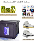 UV Light Curing Box For 3D Printing Post Processing Pro Grade Large Enclosure 365 To 460 Nanometer UV Lamp shown with shoe whitening