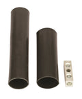 Direct Burial Dual Rated Butt Splice Kit With Heavy Wall Heat Shrink Tubing For Copper And Aluminum Wires From 8 To 2 AWG 600 Volt Max UL Listed Mechanical Dual Rated Splice Outdoor Electrical Project Ready, showing heat shrink tubing and mechanical splice.