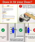 Diagram showing dimensions and installation details for 3 Pack Kidproof Toddler Door Lever Lock For Easy One Hand Operation
