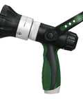 Side view of SunMate Stream Fire Hose Nozzle Watering Equipment X Large With Adjustable Spray Head for lawn and garden use.