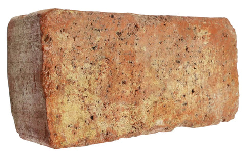 Close-up of a single Old World brick paver from Veneer Stone Rubber Molds For Concrete, 9x4x3 inches, recycled material