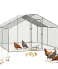 Large Metal Chicken Coop Walk In Poultry Pen Outdoor Shelter With Waterproof And Anti UV Cover Heavy Duty Steel Frame Spire Roof
