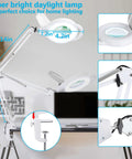 10X Magnifying Lamp With Clamp, 2200 Lumen Super Bright Light, Real Glass Lens, Stepless Dimming shown on a desk