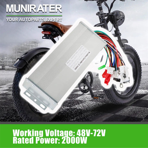 48V-72V 2000W Brushless Motor Controller For Electric Bike Replacement Beefed-Up Power With Hall Sensor Options Easy Install Dual Mode Speed Control Upgrade displayed with bike background