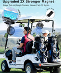 Two Pack Magnetic Golf Cart Fans Rechargeable 12000mAh Battery Portable Fans With Light And Strong Magnetic Base on golf cart