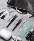 Two Pack Eyebrow Tweezers Set Dope Slant And Point Tip Stainless Steel Pro Grade Precision Tweezers with travel case and dimensions