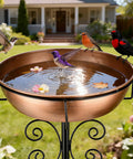 Tall 43 Inch Metal Bird Bath With 3 Inch Deep Basin And 12 Inch Diameter No Fuss Adjustable Height To 43 Inches Removable Water Bowl For Outdoor Garden Yard Decor Stable Stake 1.4 Gallon Capacity in garden with birds