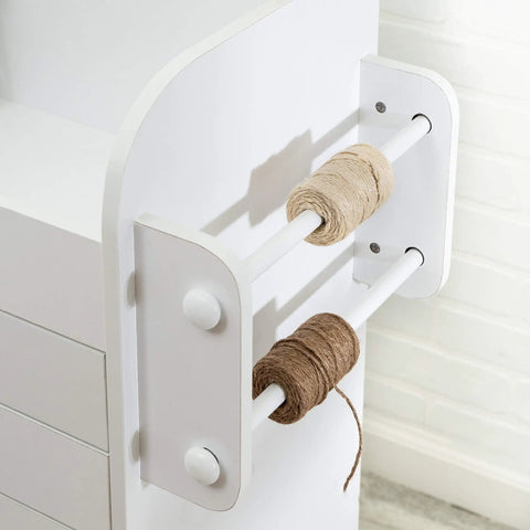 Game Changing Rolling Craft Storage Cart With Three Roomy Drawers And Broad Open Shelves For Bulk Wrapping Paper Ribbon Spools And DIY Gear Featuring Easy Glide Locking Wheels To Keep Your Studio Hustle Neat