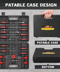 18 Piece Magnetic Screwdriver Set With Case 7 Phillips And 9 Slotted Tips Cushioned Grip Non Slip shown in portable case