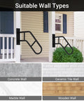 Tough As Nails U Shape Handrails For Outdoor Steps And Deck Wall Mount Grab Bar For Elderly Safety Support mounted on various wall types.