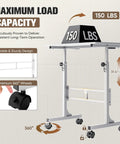 Adjustable Standing Desk On Wheels For Treadmills And Home Offices Portable Laptop Workstation 31.5 To 46.9 Inches White