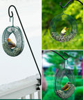 Two Pack Peanut Bird Feeder Set Round Metal Hanging Wreath Style Feeder With Built In Hook For Outdoor Birds And Squirrels
