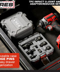 Impact U Joint And Adapter Set For One Quarter, Three Eighths, And One Half Inch Drives With Two Adapters And Two Reducers in case