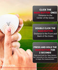 Hand holding Golf GPS Rangefinder With Voice Distance Readouts At A Click Front Middle Back Green Info Auto Course Recognition