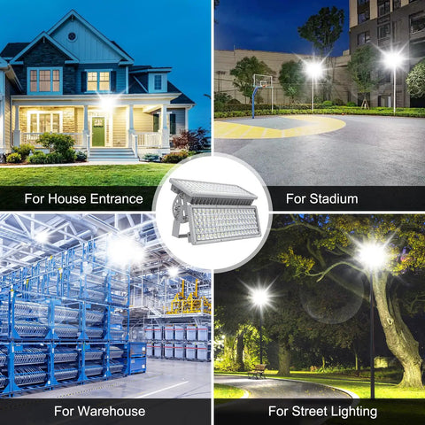 Beefed Up LED Flood Light 200W Outdoor Stadium Lighting With Adjustable Angles And Two Module Design 28,000LM 6500K Ultra Bright IP67 Waterproof For Backyard Arena And Outdoor Yard
