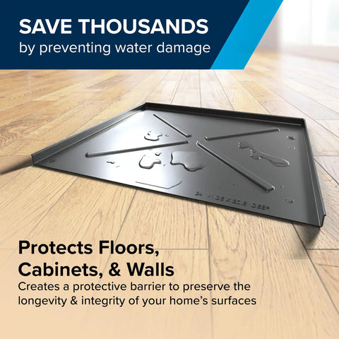 Dishwasher Drain Pan Leak Shield to keep floors cabinets and walls dry front-opening for leak detection heavy-duty polymer