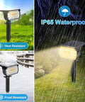 Outdoor Solar Spot Lights 10 Pack With 76 LEDs, IP65 Waterproof Landscape Pathway Garden Lights, 3 Modes, rain and snow settings