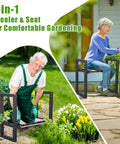 3 In 1 Garden Kneeler And Seat Folding Heavy Duty Bench With Handles For Kneeling And Sitting, elderly man and woman gardening