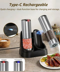 Electric Salt And Pepper Grinder Set With Type C Fast Charging Auto Mode Hands Free Operation on kitchen counter