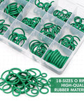 Car Air Conditioning Repair Kit With 270 O Ring Set And 40 Valve Cores For R12 And R134a Refrigerant, assortment of green O-rings