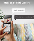 Smartphone showing two-way talk feature of Wireless Video Doorbell With 1080p HD Camera Battery Or Hardwired Power.