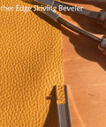 Wide Mouth Leather Edge Skiving Beveler Set Pro Grade With Six Blades Skiver Knife for DIY leather crafting on a table