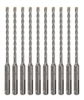 10-pack carbide-tipped SDS-Plus rotary hammer drill bits, 3/16 in x 6 in, front view