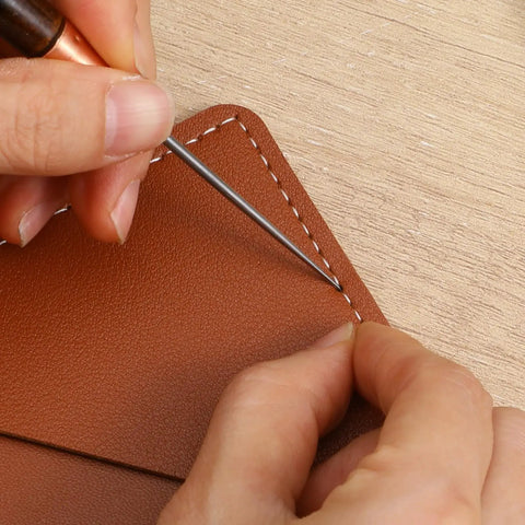 Top Shelf 3 Piece Scratch Awl Tool Set Featuring Sick Ergonomic Wood Grips And Razor Sharp Tips For Leather Crafting Sewing And Fine Woodworking Fixes Kickass Compact Pocket Carry Kit Saves Desk Space, marking leather edge.