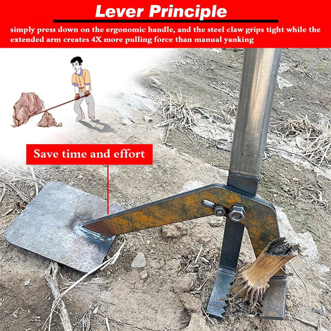 Heavy Duty Manganese Steel Stump Extractor And Fence Post Puller With Serrated Anti Slip Grip Tackles Stubborn Roots And Hauls Concrete Forms Straight Out With Zero Hassle