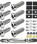 Hella Secure Stainless Steel License Plate Mounting Kit With One Quarter Inch By Three Quarter Inch Bolts Chrome Caps Self Tapping Screws and more