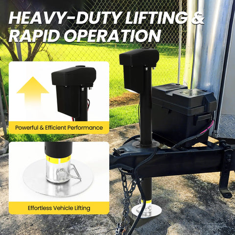 Beefy 12V Tongue Jack 4000 Lb A Frame Trailer Jack With 18 Inch Travel Drop Foot LED Light 6 Inch Adjustable Footpad