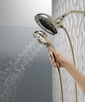 Hand adjusting 5-Spray In2ition Dual Shower Head With Handheld Spray, H2Okinetic PowerDrench for 3X Coverage, Magnetic Docking, Polished Nickel