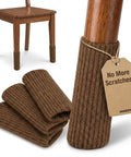 Brown Chair Leg Socks Protectors For Hardwood Floors No Slip Grip Easy To Put On Fits Round And Square Legs Bar Stool Leg Covers