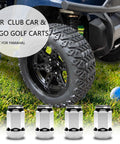 Chrome Golf Cart Lug Nuts 1/2-20 Thread Fits EZGO And Club Car Wheels 16 Pack with tire on grass