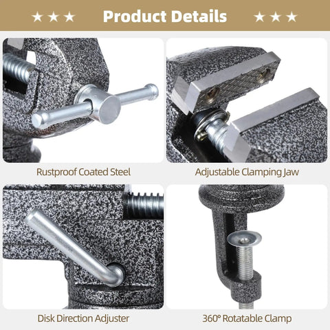 Golf Grip Vise Clamp Kit With 360 Degree Rotating Shaft Puller Pro Grade All In One Regripping Set detailed components