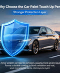 Honda sedan on road with digital shield displaying protection, promoting Honda NH 883P Exact Color Match Touch Up Paint Pen For Rock Chips Door Scratches And Paint Nicks 2 In 1 Quick Dry DIY Fix For Civic Accord CRV And Other Honda Models With Precise Color Match.