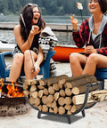 30-Inch Curved Firewood Rack, Heavy-Duty Steel Log Holder For Indoor And Outdoor Use, Keeps Wood Tidy On Patios And Small Spaces