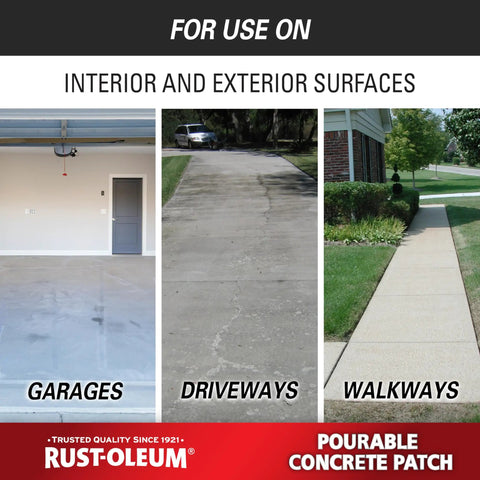 Image showing garages, driveways, and walkways with Pourable Concrete Patch for Floors, Quick Repair Kit in a 5 Lb Pail, Fills Large Cracks.